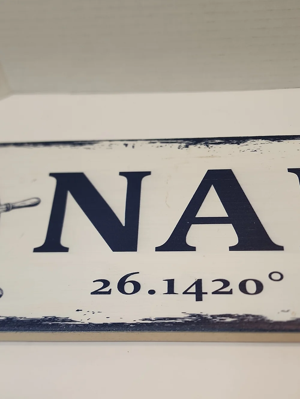 Naples, FL Nautical Wall Sign - White and Navy With Rope Hanger On Back